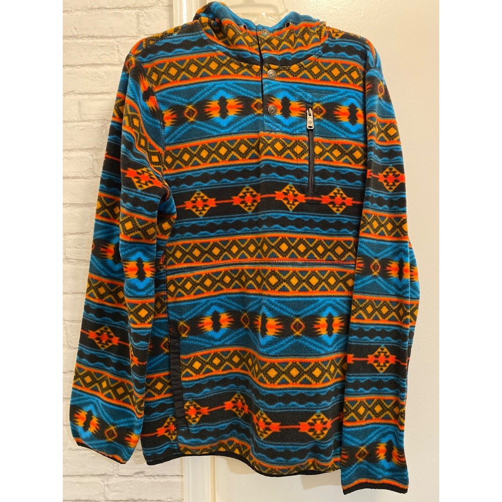 Dravus  Fleece Pullover Hoodie Aztec pattern Jacket Long Sleeve Size Large soft